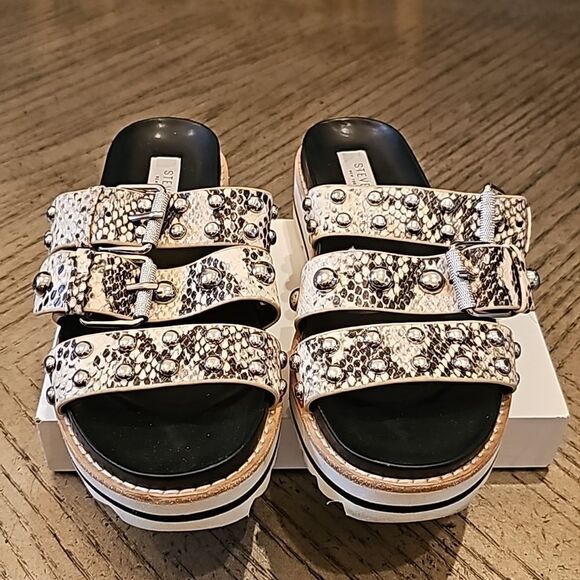 Black and white studed sandals size 7 Steven New York - Picture 2 of 10